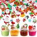 60Pcs Christmas Cake Decorations Edible Cupcake Toppers Santa Claus Snowman Reindeer Elf Christmas Tree Christmas Wreath Gingerbread Christmas Cupcake Topper Wrappers For Xmas Party Supplies Multicolour