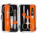 Three swords - germany 6 pcs.Manicureset 'Genova' |Manicure nail set in the artificial leather case orange |Contents: nail scissors skin scissors nail clippers glass nail files tweezers sapphire nail file orange - synthetic leather