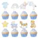 Rsstarxi 40 Pack Baby Shower Bear Cupcake Toppers Elephant Jumpsuit Stroller Rainbow Cupcake Picks Gender Reveal Cake Decorations for Baby Shower Kids Boys Birthday Party Decorations Design 2 Boy