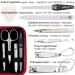 Three Swords 8 pcs Manicure Set 'Roma' | Premium Nail Care in Red Synthetic Leather Case | Scissors Clippers Tweezers & Glass Nail Files - Buy Online on SooperMarket.com