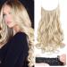 REECHO Invisible Wire Hair Extensions with Transparent Headband Adjustable Size Removable Secure Clips in Curly Wavy Secret Hairpiece for Women 20 Inch - Light Blonde 20 Inch (Pack of 1) Light Blonde