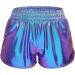 Women Metallic Shiny Shorts | Sparkly Hot Dance Bottoms for Rave & Music Festivals | Large Blue with Sunglasses - Buy Online on SooperMarket.com