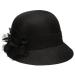 Women's Gatsby Linen Cloche Hat with Lace Band and Flower Black