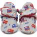 Dotty Fish Baby Booties | Fleece-Lined | Non-Slip Sole | Grey Trains & Cars | 0-6 Months - Buy Online on SooperMarket.com
