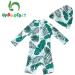 UPF 50+ Baby Boy Swimsuit Set with Sun Hat | 12-18 Months | Leaf Design - Buy Online on SooperMarket.com