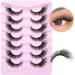 Lashes Natural Look Cat Eye False Eyelashes Mink Fluffy Fox Eye Lashes Wispy 15mm 6D Volume Strip Fake Eyelash Extension Look by PHKERATA 7 Pairs Pack Cat Eye Lashes