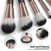 10 Pcs Professional Makeup Brush Set with Sponge & Cleaner - Brown - Buy Online on SooperMarket.com