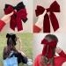 Kioiner 2 Pcs Large Bow Hair Clips Black Red Velvet Bows Barrettes French Bowknot Hair Clips Metal Hair Clips with Long Tail for Girls Women Ladies - Buy Online on SooperMarket.com
