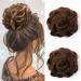 JJstar 2PCS Messy Bun Hair Piece Curly Fake Hair Buns Donut Tousled Updo High Heat Resistant Synthetic Fiber Hair Scrunchies Pieces for Women Girls Ponytail Extension(Dark Brown& Golden) Dark Brown/ Golden