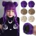 REECHO 2 PCS Mini Claw Clip in Messy & Cat Ears Hair Bun Extensions Wig Accessory Updo Hairpieces for Women Girls (Pack of 2-3.5" Wavy Dark Purple) Pack of 2-3.5" Wavy Dark Purple