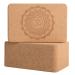 Cork Wood Yoga Blocks with Premium Designs, 2 Pack 9" x 6" x 4" Lotus