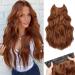 MORICA Invisible Wire Hair Extensions - 20 Inch Halo Hair Extensions Auburn Long Wavy Synthetic Hairpiece with Transparent Wire Adjustable Size 4 Secure Clips for Women 20 Inch Auburn