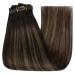 Youngsee 35cm Clip-In Extensions - Real Hair Balayage Ombre Medium Brown 120g (7Pcs) - Thick Remy Hair for Women - Buy Online on SooperMarket.com