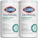 Clorox Clinical Germicidal Wipes and Non-Bleach Hospital Disinfectant, Health Care Cleaning Products, Industrial Cleaning, Germicidal Wipes, 75 Wipes (Pack of 2)