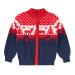 Christmas Jumper for Toddlers Boys Sweater Cardigan Zipper Classic Xmas Reindeer Winter Long Sleeve Knitted Kids Boys Tops 18-24 Months Navy Blue