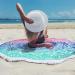 Oversize Round Mandala Beach Towel - Bohemian Quick Dry Microfiber Towel with Tassel - 59 Green Pink Mandala Design - Buy Online on SooperMarket.com