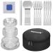 Camping Mess Kit, 28 Pcs Camping Accressories, Stainless Steel Camping Dishes Set Dinnerware for 4 Person Utensils Tableware with Plates, Bowl, Cutlery, Gloves, Rag,for Hiking Gear Picnic black