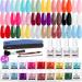 REDNEE 33pcs Nail Dip Powder Kit Starter Set 24 Summer Colors Classic Pink White with Dipping Powder 1-4 Essential Liquid Set & Professional Nail Tools for French Nail Art Design RE82 Reserved for Festival