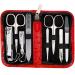3 Swords Germany - brand quality 8 piece manicure pedicure grooming kit set for professional finger & toe nail care scissors clipper fashion leather case in gift box Made by 3 Swords (004017) RED - OSTRICH IMITATION