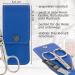 Premium 4-Piece Nail Care Set 'Capri' - Blue Kunt Leather | Manicure & Pedicure Essentials: Scissors Clippers Tweezers Sapphire Nail File - Buy Online on SooperMarket.com