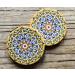 Turkish Metal Compact Mirror - Small Round Mirror with Magnetic Close, 1x & 2x Magnification for Handbags - Bright & Funky Geometric Pattern - Ideal for Travel and Commutes - Buy Online on SooperMarket.com