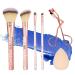 Expressions 6pc Makeup Brush w/Eyelash Curler and Makeup Sponge Beauty Blender | Premium Cosmetic Brushes for Contouring and Highlighting ROSE GOLD