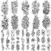 Yazhiji 40 sheets Lasting Temporary Tattoos Large Chrysanthemum and Lotus Flowers Collection Waterproof Temporary Fake Tattoo Stickers for Women and Girls.
