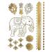 Gold Metallic Henna Temporary Tattoos - 75+ Designs Elephants, Flowers, Evil Eye & More! Waterproof, Non-Toxic, Long Lasting - Ideal for Beach, Festivals, Parties - Buy Online on SooperMarket.com