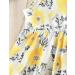 Puseky Toddler Girl Floral Print Sleeveless Dress and Ribbed Cardigan Set - 18-24 Months Yellow - Buy Online on SooperMarket.com