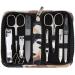 Three swords - 8 pcs.Manicure set 'Roma' |High -quality nail care set in camouflage synthetic leather etui |Contents: nail scissors set foot and nail clippers tweezers glass nail files sapphire nail file camouflage / synthetic leather