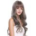 WIG ME UP H1734 Long Wavy Bangs Wig for Women | Balayage Mix Grey Brown & Blue Hair - Buy Online on SooperMarket.com