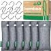 Activated Charcoal Odor Absorber 6 Pack Nature Odor Eliminator for Shoes Bamboo Charcoal Air Purifying Bags Shoe Deodorizer and Moisture Absorbers for Fresh Sneakers Shoe Smell Remover 1 Count (Pack of 6) 6P with Hooks