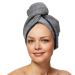 Sowel Hair Turban made of 100% Organic Cotton Turban Towel with Button Women and Men Grey/Navy