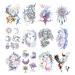 Oottati 12 Sheets Fairy Tales Animal Temporary Tattoo Kit - 21x15cm Pink Unicorn Swan Bird Deer Elf Wolf Owl Eagle Tree Elephant Moon Sun Totem Flower Arm