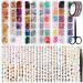 50 Sheets Nail Art Stickers, Teenitor Nail Art Decoration Kit with Nail Water Stickers Decals Crystal Rhinestones Holographic Glitter Sequins Nail Art Foils Nail Striping Tape Nail Flowers Slices