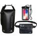 Freegrace Waterproof Dry Bags Set of 3 - Dry Bag with 2 Zip Lock Seals & Detachable Shoulder Strap, Waist Pouch & Phone Case - Can Be Submerged Into Water for Swimming, Kayak, Rafting & Boating Black 5L