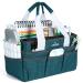 JJRING Craft Organizer Tote Bag, Art Storage Caddy with Multiple Pockets, Bluish Green Sewing Bag for Art, Craft, Scrapbooking, School, Medical, and Office Supplies Storage Blue Green Small