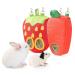 JanYoo Bunny Feeder Hay Bag for Rabbits Guinea Pig Cage Manger with Hooks Food Dispenser Storage Hanging for Chinchilla E-Straberry+Carrot Pack of 2