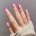 NOVO OVO Medium Long Oval Stiletto Pale Hot Pink French Tip Yinyang Heart False Press on Nails - LOVE CYCLE Glossy Acrylic Kit - Buy Online on SooperMarket.com