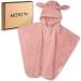 Moyo Baby Batzeponcho with rabbit ears in ros i poncho children bath towel for 0-3 years I soft baby poncho from 100% terry cotton i washable baby hooded towel i poncho towel in 68x56cm ros rabbits