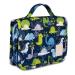 Hanging Travel Toiletry Kit Bag for Men and Boys, Waterproof Travel Organizer Bag, Cute Dinosaur Snake Cartoon Cosmetic Travel Weekender Bag with 360 Rotatable Hook (Blue)