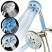 5-in-1 Aquassage by AquaCare - High Pressure 76-mode Shower Head  Combo  Hand Shower  Body Brush & Hair Brush in One! With Two Brackets  Extra-long 6 foot Stainless Steel Hose & Brush Head Holder Satin Nickel