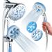 High Pressure 6-in-1 Aquassage by AquaCare - 76-mode 3-way Combo  Showerhead  Hand Shower  Body Brush  Hair Brush & Arm in One! Two Brackets  Extra-long 6 foot Stainless Steel Hose  Brush Head Holder All-chrome