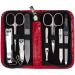 Three swords - 8 pcs.Manicure set 'Roma' |High quality set in the nail case made of ostrich leather imitation red |Contents: nail scissors set foot and nail clips tweezers glass nail files sapphire nail file red / synthetic leather Straussimitation