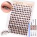 PHKERATA Brown Cluster Lashes Kit Manga Individual Eyelashes Wispy C Curl Lash Extension Kit Eyelash Extension Kit Brown Lashes Individual Cluster with Lash Glue Bond and Seal and Lash Tweezers Brown Kit