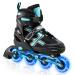 XinoSports Kids Inline Skates for Girls & Boys - Adjustable Roller Blades with LED Illuminating Light Up Wheels - Youth Skates Can Be Used Indoors & Outdoors Black Youth Big Kid Large - 5-8