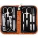 3 Swords Germany - brand quality 8 piece manicure pedicure grooming kit with glass nail file (483) COGNAC - OSTRICH IMITATION