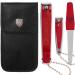 Three Swords - Nail clippers set 'CLIP' fingernail clippers and toenail clippers in faux leather case (1105) Red