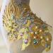 Mirror Pair Beaded Floral Lace Applique with Colorful Rhinestones, Jewelry Motif Embroidery Shoulder Patch for Party Costumes and Dance Dress in Gold - Buy Online on SooperMarket.com