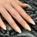 NOVO OVO Ombre Nude Gradient French Tip False Nails Short/Medium Almond White Pink Press On Nails MILK CAP ALMOND Acrylic Stick on Nail Kit with Glue almond milk cap